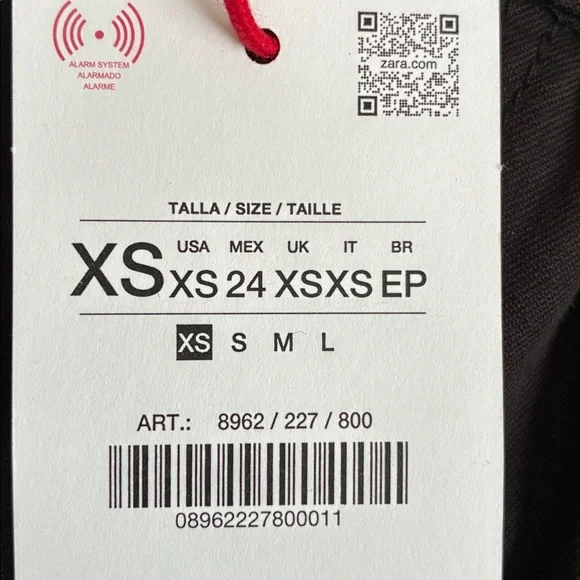 NWT. Zara SRPLS CRG PCKT PNT Black Wool Blend Mid-Rise Pants. Size XS. - Picture 11 of 14